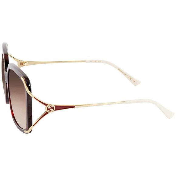 NEW Gucci Brown and Gold Square Women's Sunglasses - Picture 3 of 4